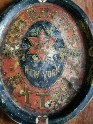 Ca1905 George Ehret Hell Gate Brewery Tin Litho Advertising Serving Beer Tray