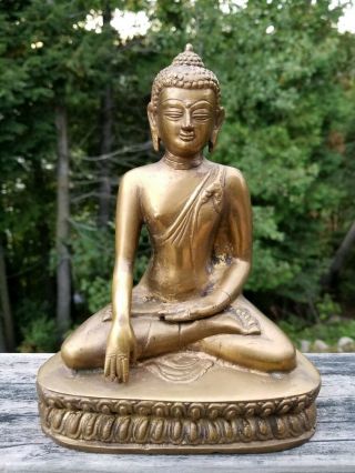 Vintage Brass Meditating Buddha Statue/sculpture Antique Buddhist/boho 8 "