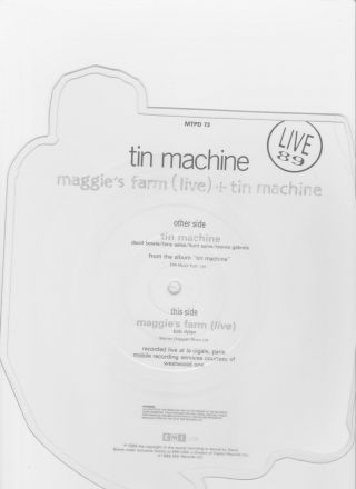 David Bowie ' s Tin Machine - Maggie ' s Farm Rare UK shaped picture disc 2