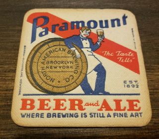 Paramount Beer And Ale Coaster North American Brewing Co.  Brooklyn Ny York