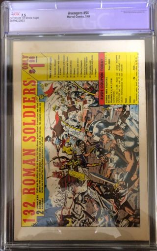 Avengers 54 CGC 7.  5 restored.  1st cameo of Ultron Restored but under graded 3