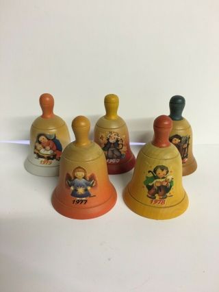 Vintage 1977 78 79 80 81 Set Anri Italy Hand Carved Painted Wood Christmas Bell