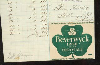 BEVERWYCK 1889 PRE - PRO FACTORY SCENE BILLING FORM PRE - PROHIBITION BEER ALBANY NY 3