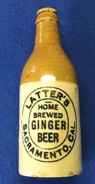 Ceramic Beer Bottle - Latter’s Home Brewed Ginger Beer - Sacramento California