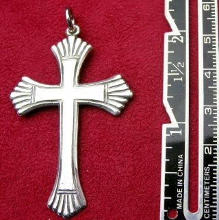 Rare Vintage Catholic Bishop’s Classic Sterling Silver Pectoral Cross Pendant