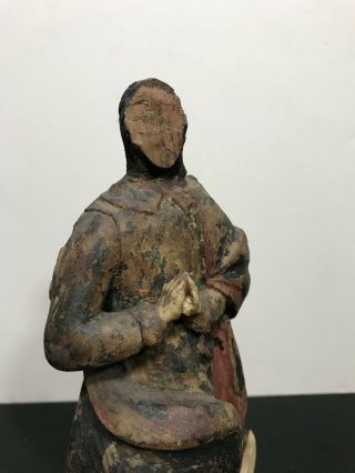 Antique Carved Wood Religious Icon Folk Art Statue Figure 2