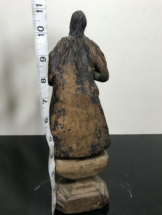 Antique Carved Wood Religious Icon Folk Art Statue Figure 3