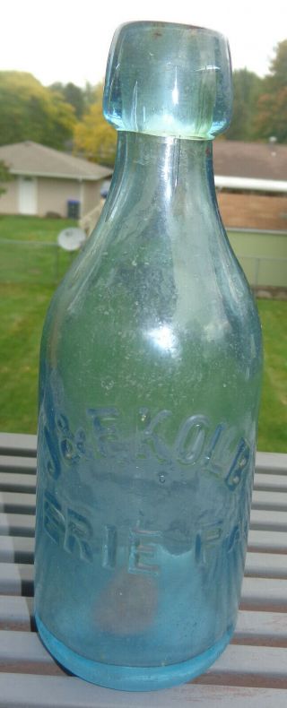 J & F Kolb Erie Pa Blob Top Bottle Soda Mineral 1881
