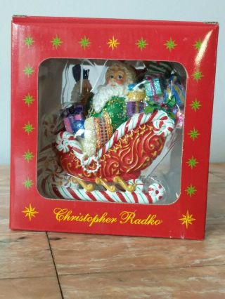 Santa Claus Christopher Radko Candy Ride Santa Ii Christmas Ornament 2002
