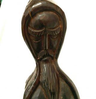 Vintage Wooden Hand Carved Monk With Book 3