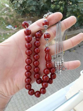 German Red Gift Faturan Prayer Beads Bakelite Raretesbih Rosary Islamic Rare