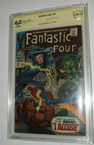 Fantastic Four 65 (fine 6.  0) Signed Joe Sinnott 1st Ronan Gotg Silver Age 1967