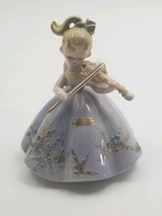 Vintage Josef Originals Girl Playing Violin Bess Porcelain Figurine W/sticker