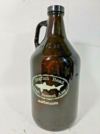 Dogfish Head 64 Oz Amber Brown Glass Craft Beer Growler Jug Rehoboth Beach