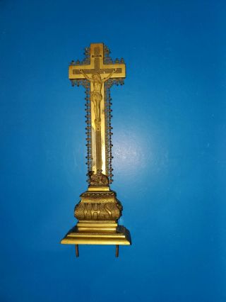 Antique/vintage Cross Crucifix Jesus Catholic Religious Pedestal Altar 12 "