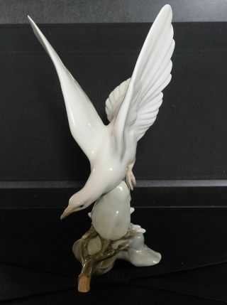Vintage Lladro 11 " Porcelain Figurine Seagull Made In Spain