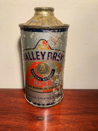 Valley Brew Cone Top Beer Can From Stockton Ca.  Irtp