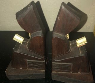 Vintage Hand Carved Monk Priest Friar Jesuit Bookends Wood made in Mexico 8 