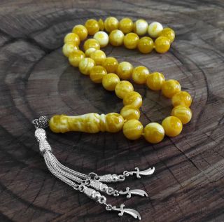 Amber Stone Islamic Prayer 33 Beads Tasbih Misbaha Rosary Tasbeeh Model 199