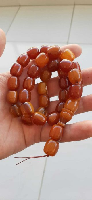 Rare Yellow Faturan Rosary Islamic Tasbeh Prayer Big Beads Bakelite Amber German