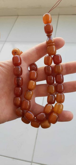 rare yellow Faturan rosary islamic Tasbeh Prayer Big Beads Bakelite Amber German 2