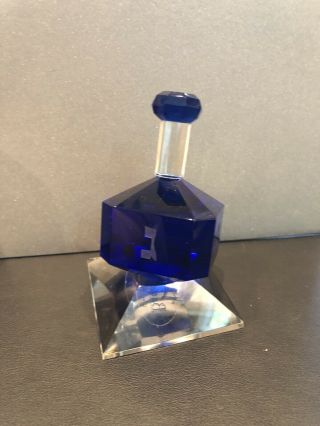 Badash Cobalt Crystal Dreidel On Stand - Nib - Wow