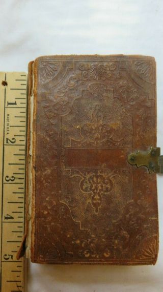 Antique Holy Bible 1856 Leather Binding Metal Clasp American Bible Society Ny