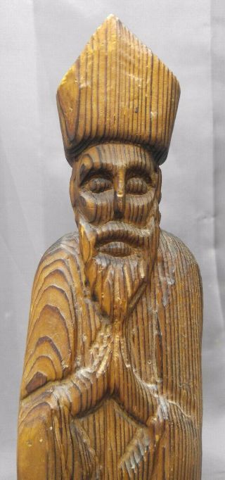 Old Vintage Hand Carved Wooden Saint Figure Statue Wood Carving