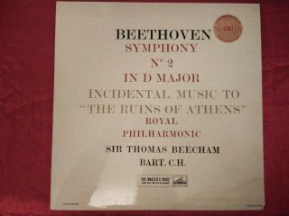 Beecham:beethoven Symphony No.  2 In D Major - Uk Hmv Asd 287 First Press White/gold