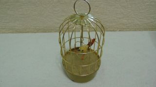 Vtg Saezuri Transistorized Singing Bird In Metal Cage Wt Box
