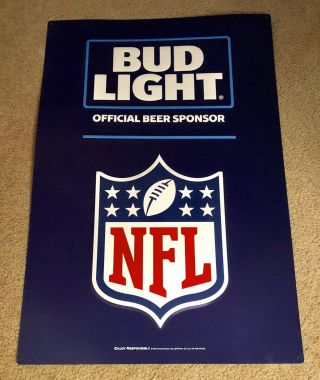 Bud Light Nfl Official Beer Sponsor - Embossed - Metal - Tin Tacker Sign Man Cave