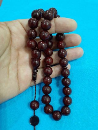 Rare Cherry Faturan Rosary Islamic Tasbeh Prayer Beads Bakelite Amber Masbaha 33