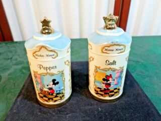 1997 Adorable Lenox/disney Mickey & Minnie Round Salt & Pepper Shakers