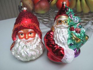 2 Christopher Radko Santa Christmas Ornaments