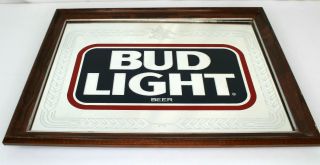 Vintage 1987 Framed Bud Light Beer Mirror - Sign Breweriana Mancave 19.  25 " X 15 "