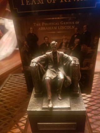 Vintage Rare 6 " Danbury Lincoln Memorial Pewter On Wood Statue Heavy