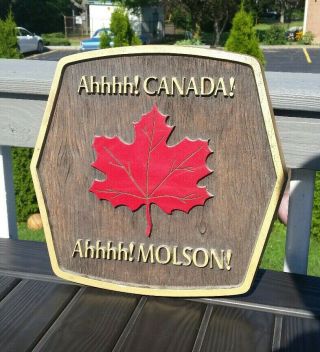 Ahhhh Canada Ahhhh Molson Canadian Beer Sign Maple Leaf Bar Pub 13.  5 " X 13 "