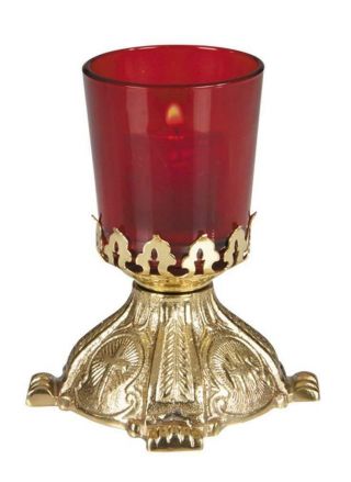 Stratford Chapel Brass Standing Votive Glass Candle Holder,  2 3/4 Inch