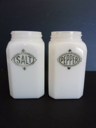 Vintage Range Shakers Salt & Pepper Milk Glass No Lids