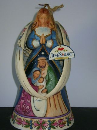 Jim Shore Heartwood Creek Our Savior Is Born Angel With Wing Around Holy Family