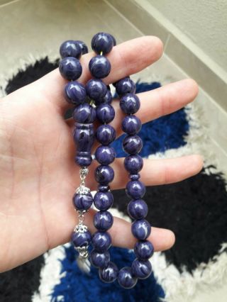 Blue Faturan Prayer Beads Bakelite Tesbih Islamic Amber Masbaha Size 13 Gift