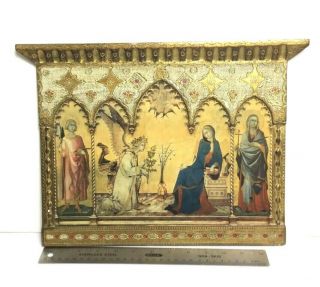 Wooden Annunciation Painting Guilded Italian Fra Angelico Gothic Renaissance