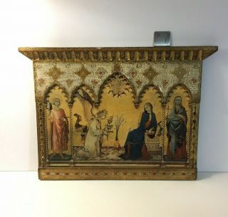 WOODEN ANNUNCIATION PAINTING GUILDED ITALIAN FRA ANGELICO GOTHIC RENAISSANCE 3