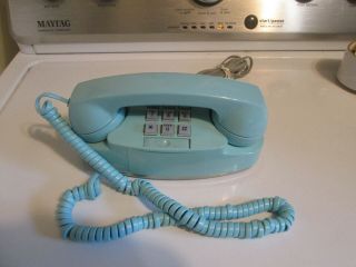 Vintage Old Stock Western Electric Princess Aqua Phone With Push Button