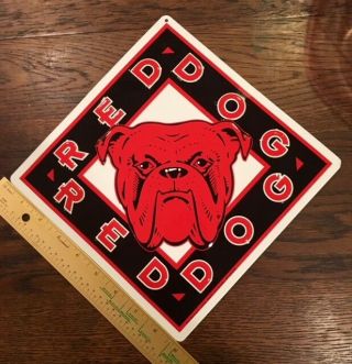 Vtg Red Dog Beer Tin Sign - English Bulldog Alcohol Promo 9x9