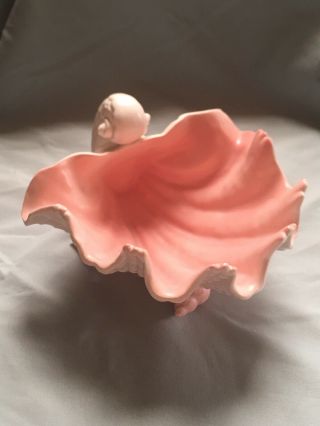 FF FITZ and FLOYD PINK Ceramic COQUILLE SHELL Footed Bowl Dish Matt Glaze 2