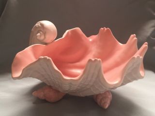 FF FITZ and FLOYD PINK Ceramic COQUILLE SHELL Footed Bowl Dish Matt Glaze 3