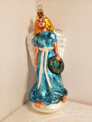 Vintage Christopher Radko Blue Angel Christmas Ornament Rare