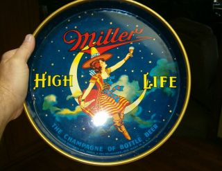 Miller High Life Girl On The Moon Beer Tray.  Great Colors Miller Brg.  Co.
