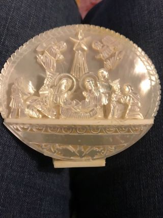 Mother Of Pearl Shell Nativity Scene Hand Carved From Jerusalem